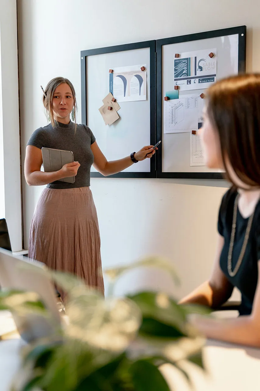 Woman presenting vision on redefining success