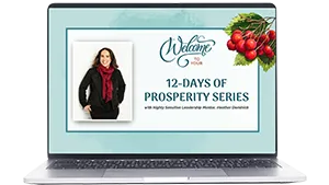 Laptop displaying welcome slide for 12-Days of Prosperity Series